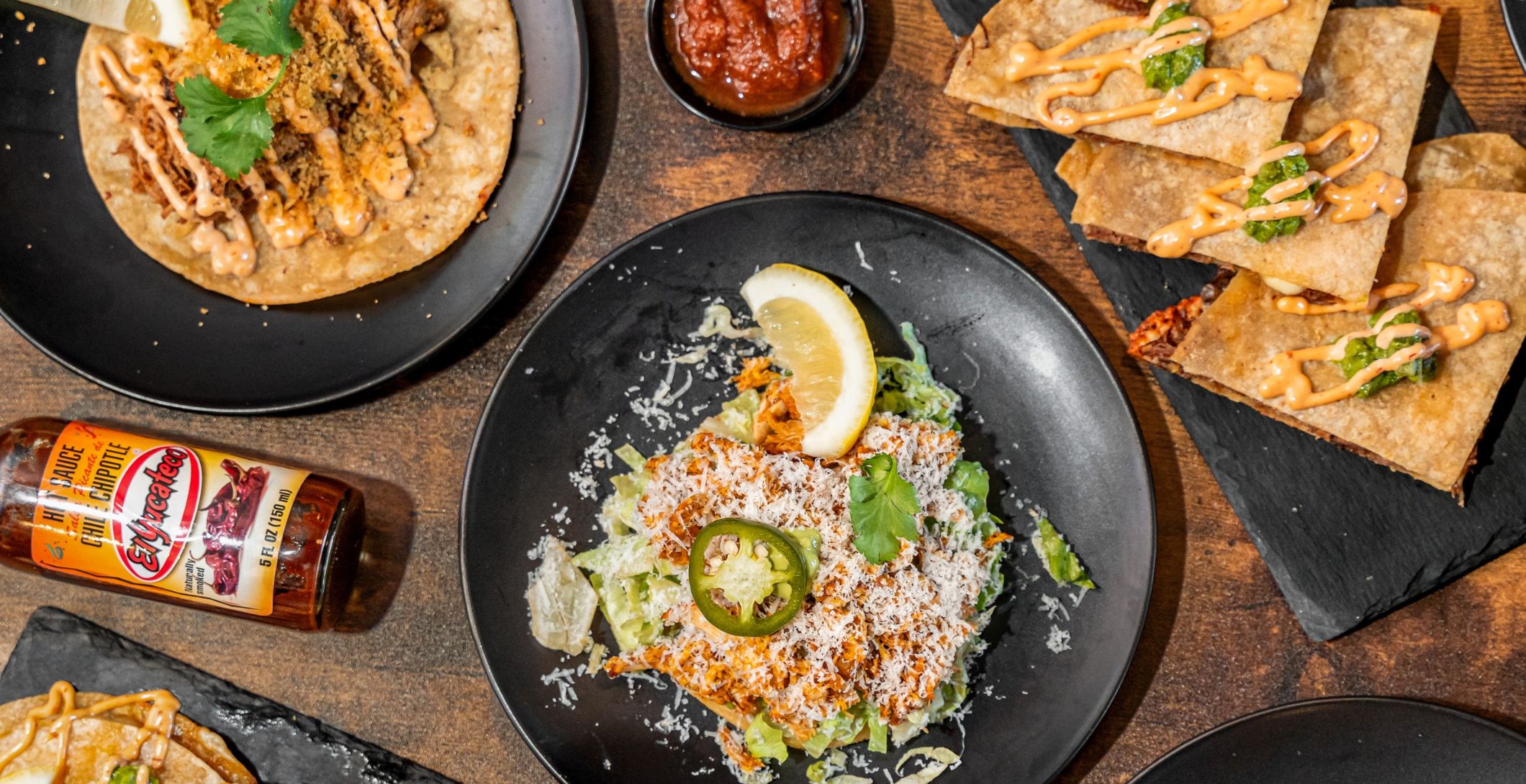 table with various mexican food